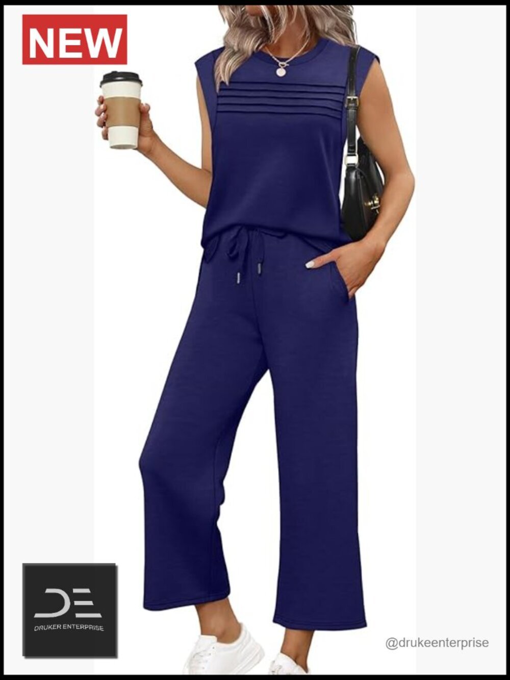 Two Piece Set Cap Sleeve Top Wide Leg Pants Lightweight Stretch